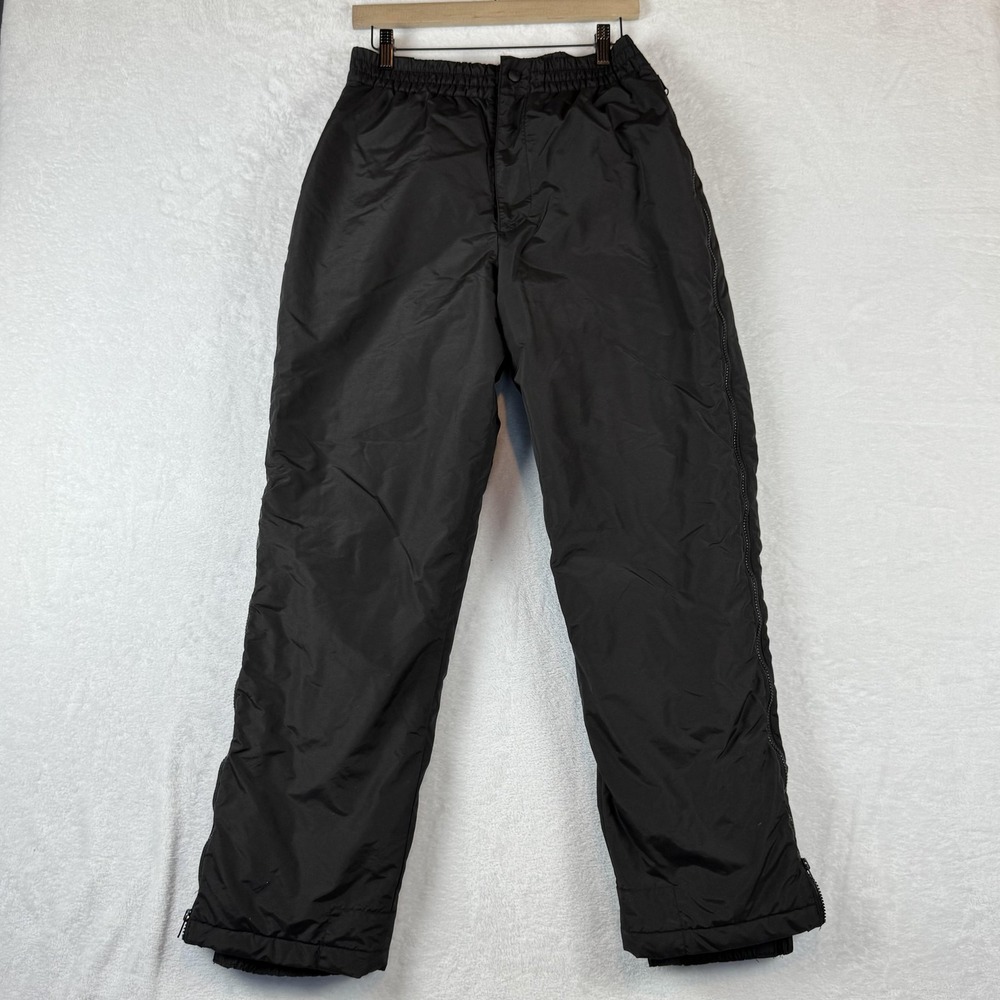 Polar Edge Snow Pants Mens Medium Black Insulated Ski‎ Full Zip Legs Nylon
